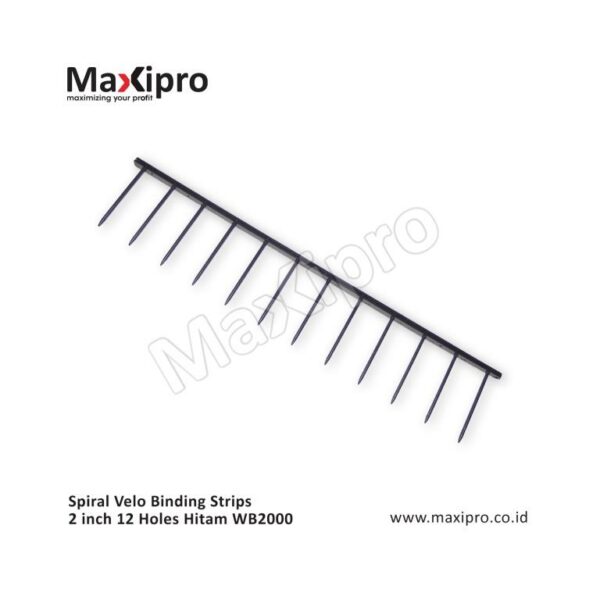 Bahan Spiral Velo Binding Strips 2 inch 12 Holes Hitam WB2000 - maxipro.co.id