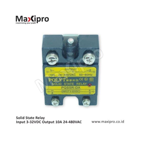 Solid State Relay Input 3-32VDC Output 10A 24-480VAC - Maxipro.co.id