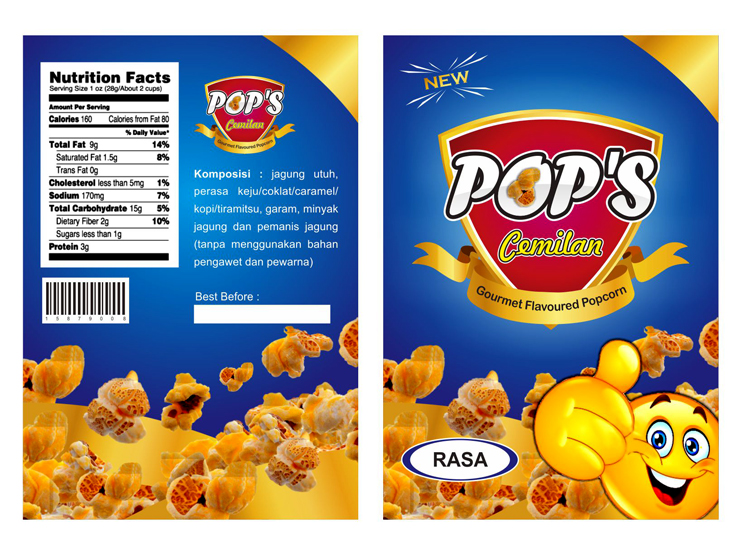 Label Makanan Ringan (Popcorn)