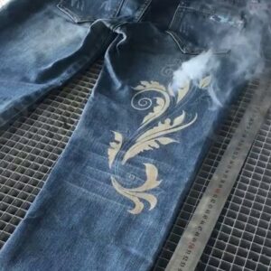 Laser Grafitti Engraving jeans denim