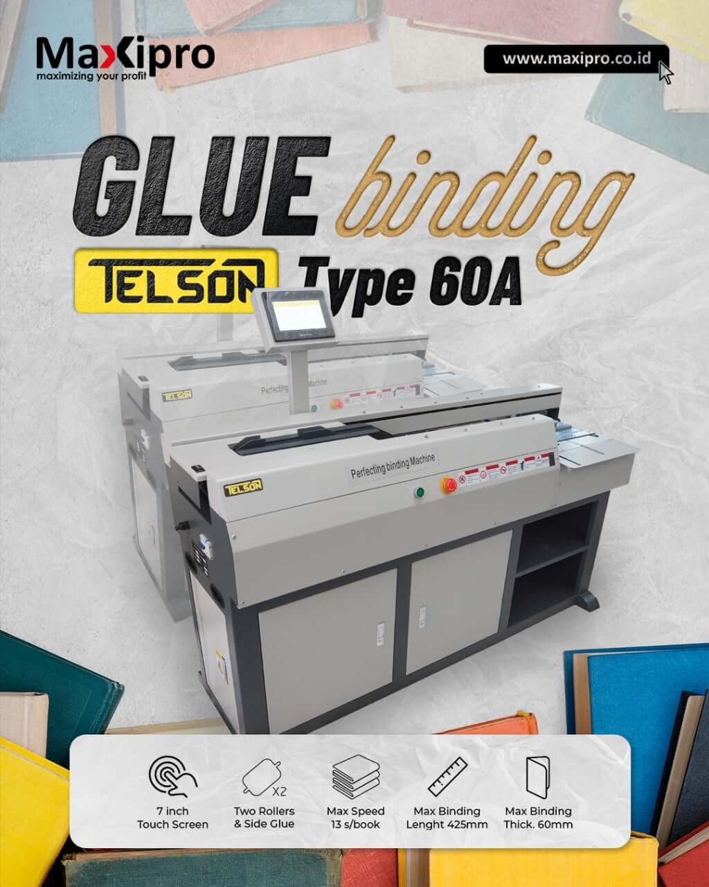 Mesin Glue Binding Telson 60A Maxipro