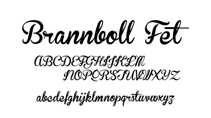 Font brannboll fet untuk kartu nama