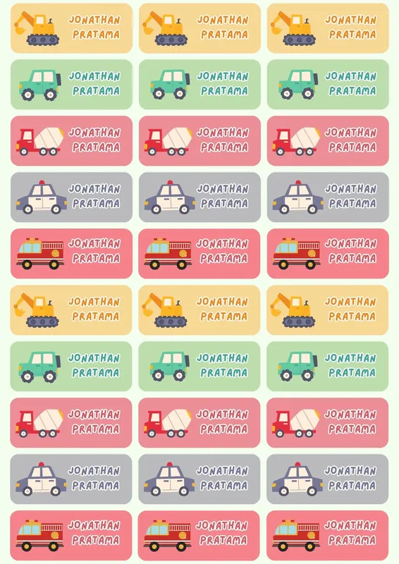 label nama buku kendaraan