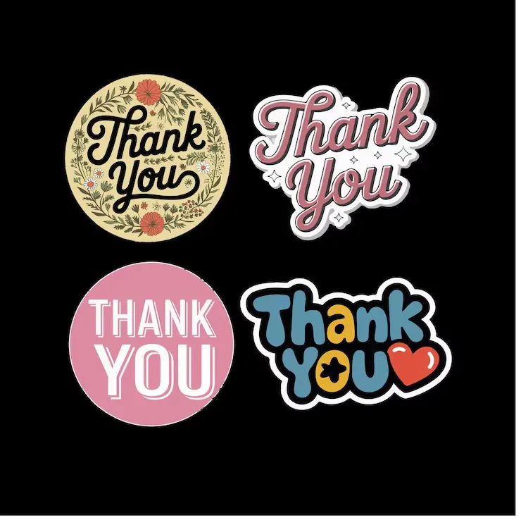 stiker thank you dengan bentuk yang unik