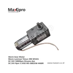 Sparepart-Worm-Gear-Motor-Mesin-Laminasi-Telson-390-W5421-DC-24V-5000Rpm-Dinamo-dan-DC-24V-Rpm-5-2450-WS-5882GW-4468R