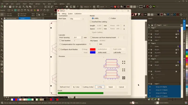 Pengaturan pola cutting dan creasing