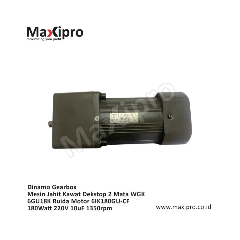 Sparepart-Dinamo-Gearbox-Mesin-Jahit-Kawat-Dekstop-2-Mata-WGK-6GU18K-Ruida-Motor-6IK180GU-CF-180Watt-220V-10uF-1350rpm